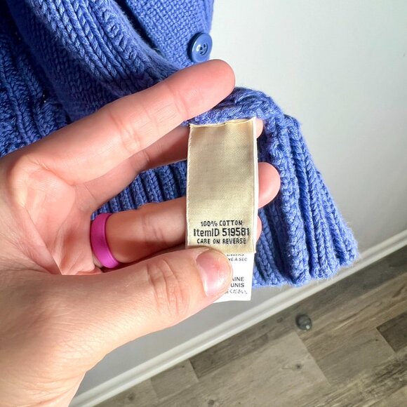 L.L. Bean Periwinkle Purple Double Cable-Knit Button Front Cardigan Sweater XL - Picture 4 of 5